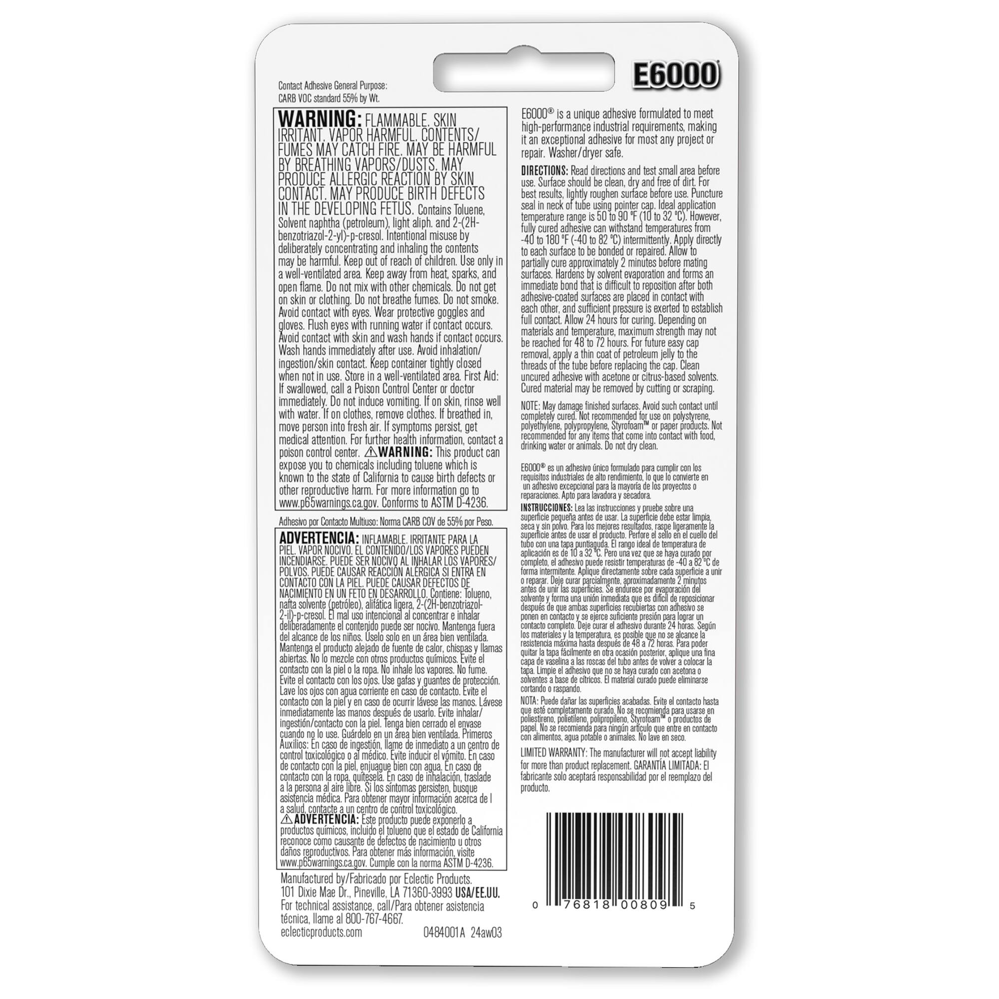 E6000 0.5oz. Industrial Strength Contact Adhesive